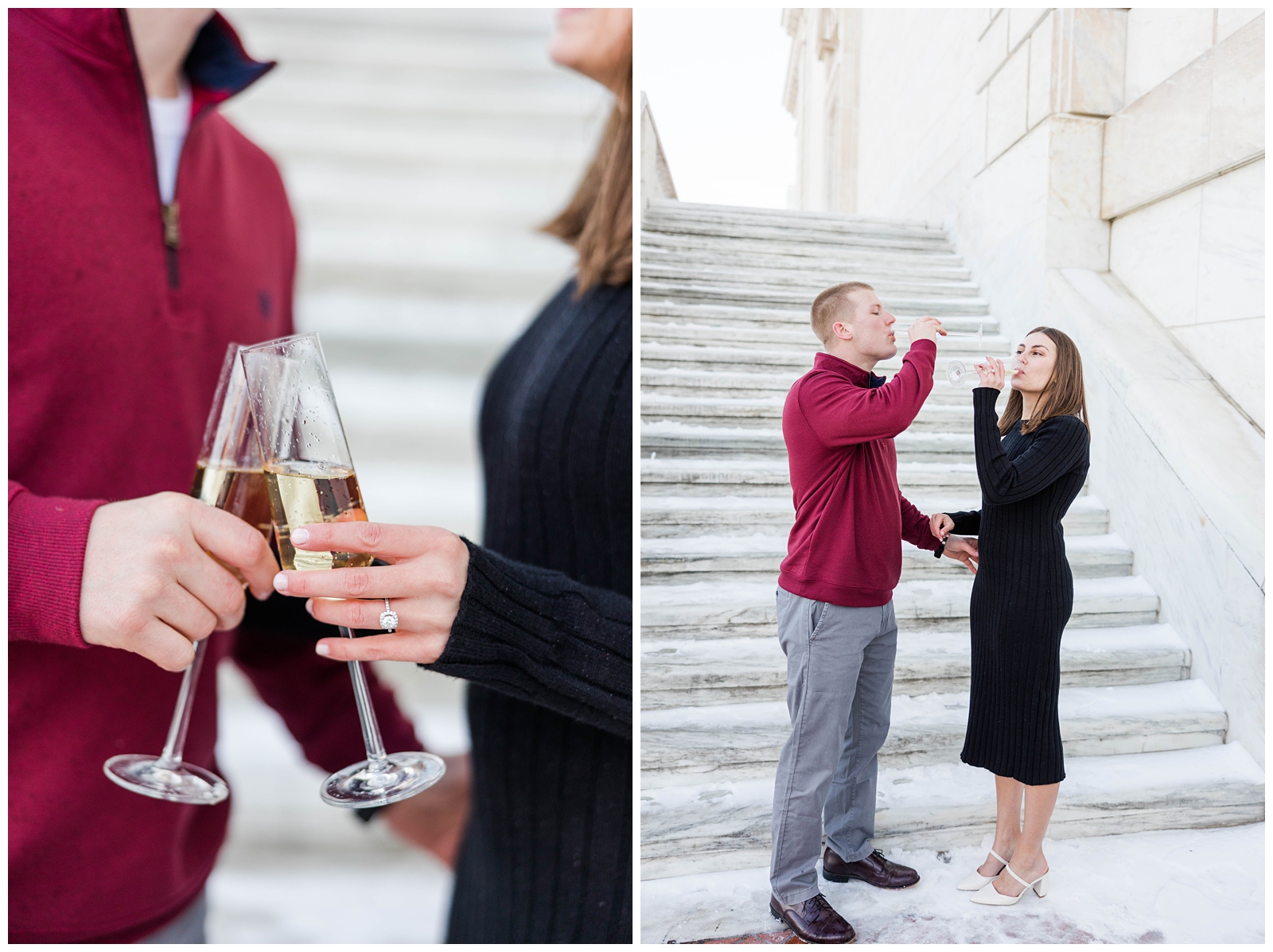 Champagne Pop during engagement photos