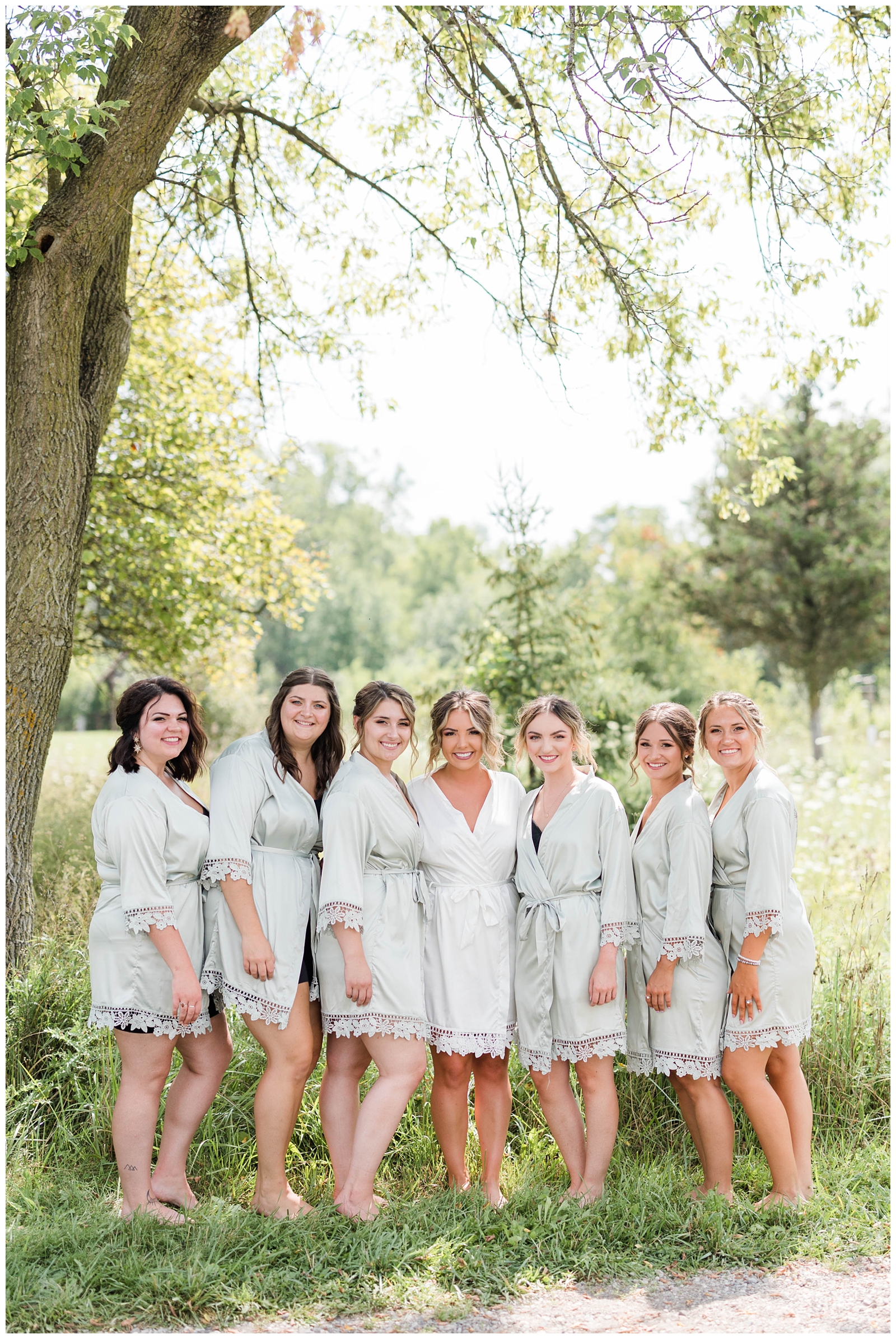 Bride and bridesmaids wearing getting ready robes