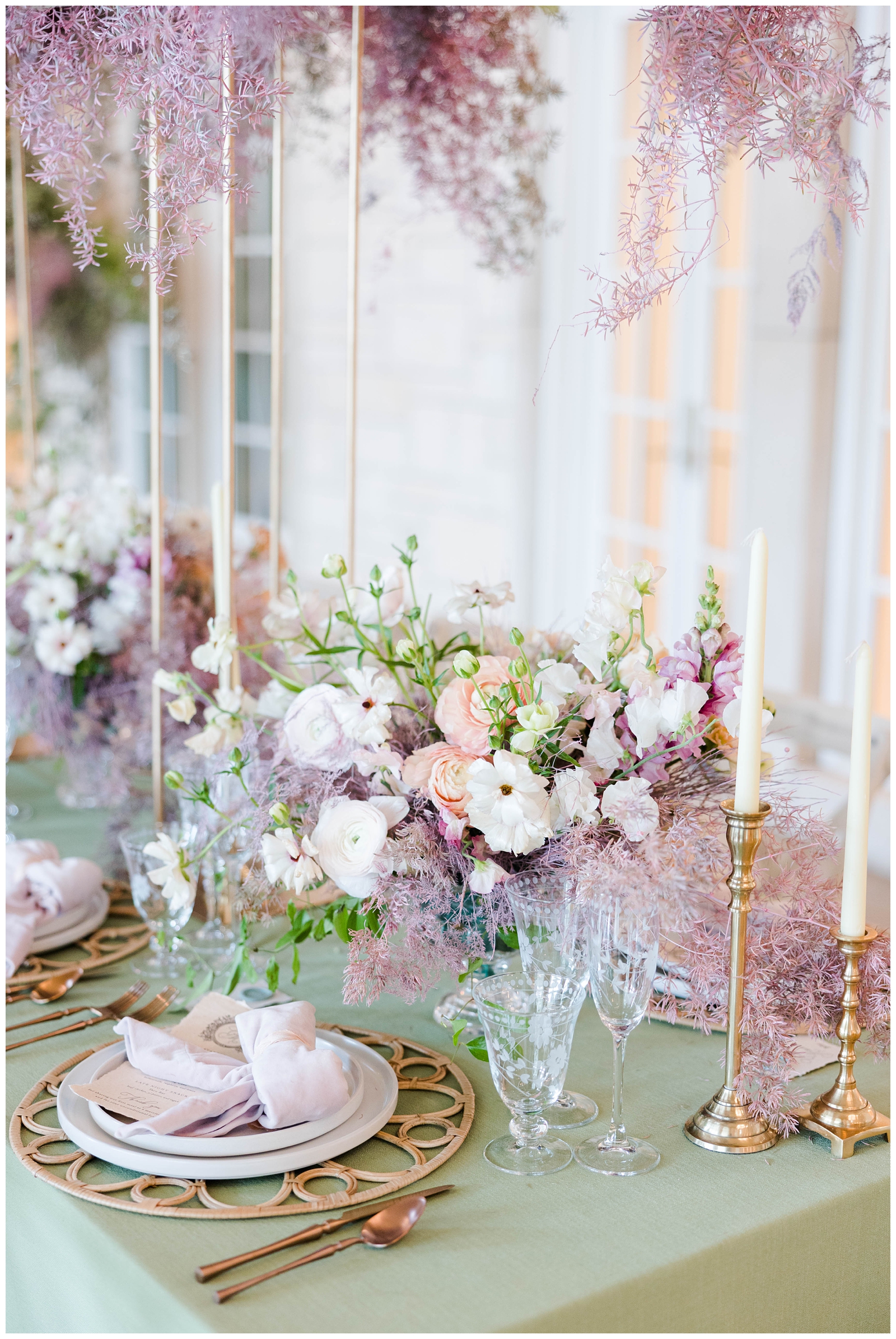 Blush and sage wedding decor