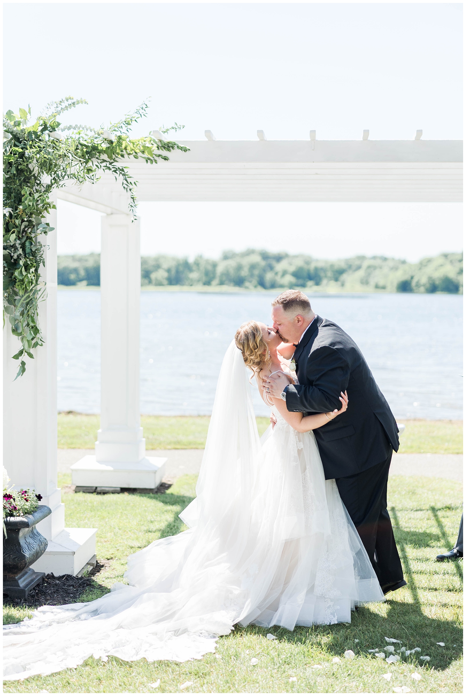 Outdoor lakeside wedding ceremony in Michigan