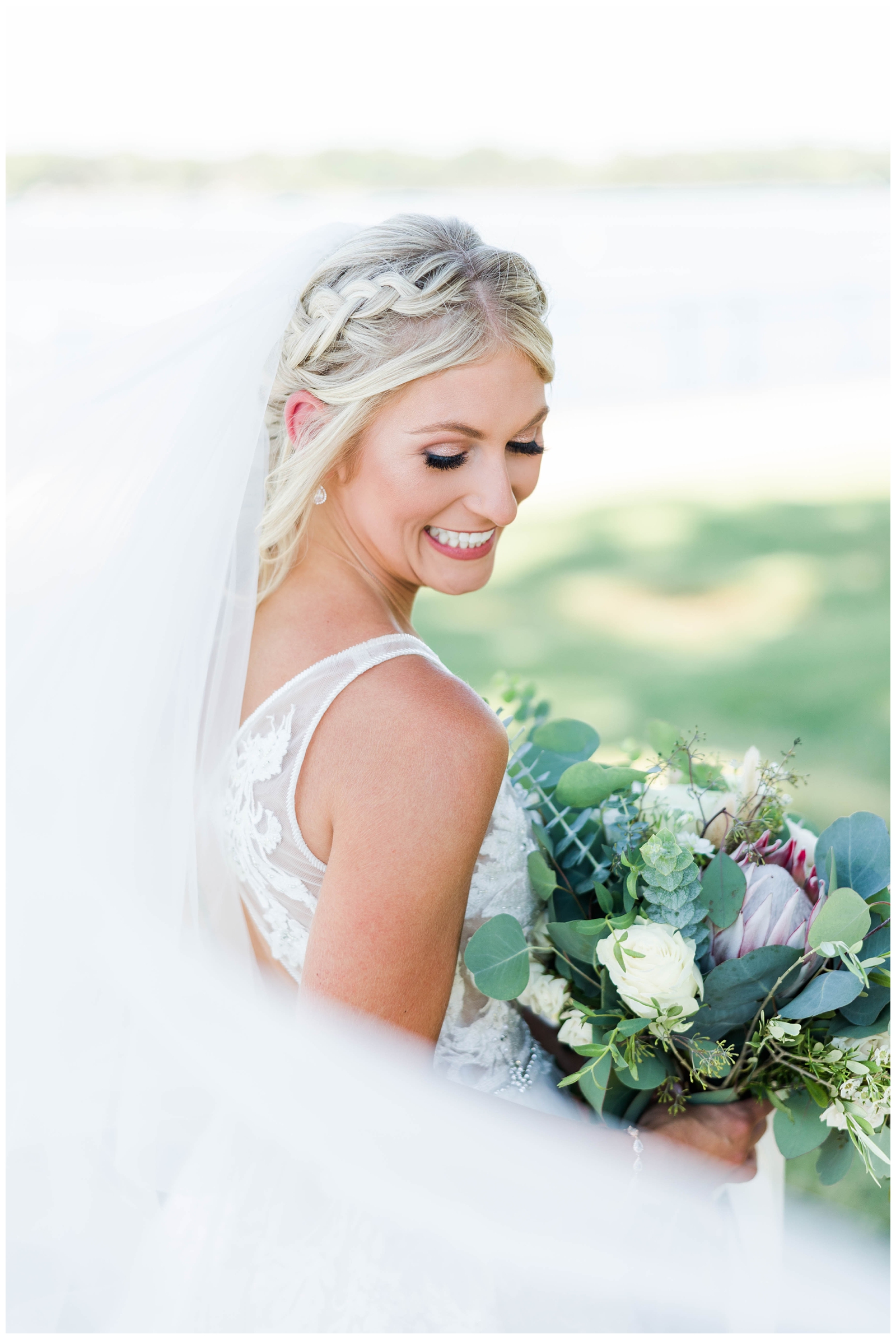 Bridal portrait with flowing veil