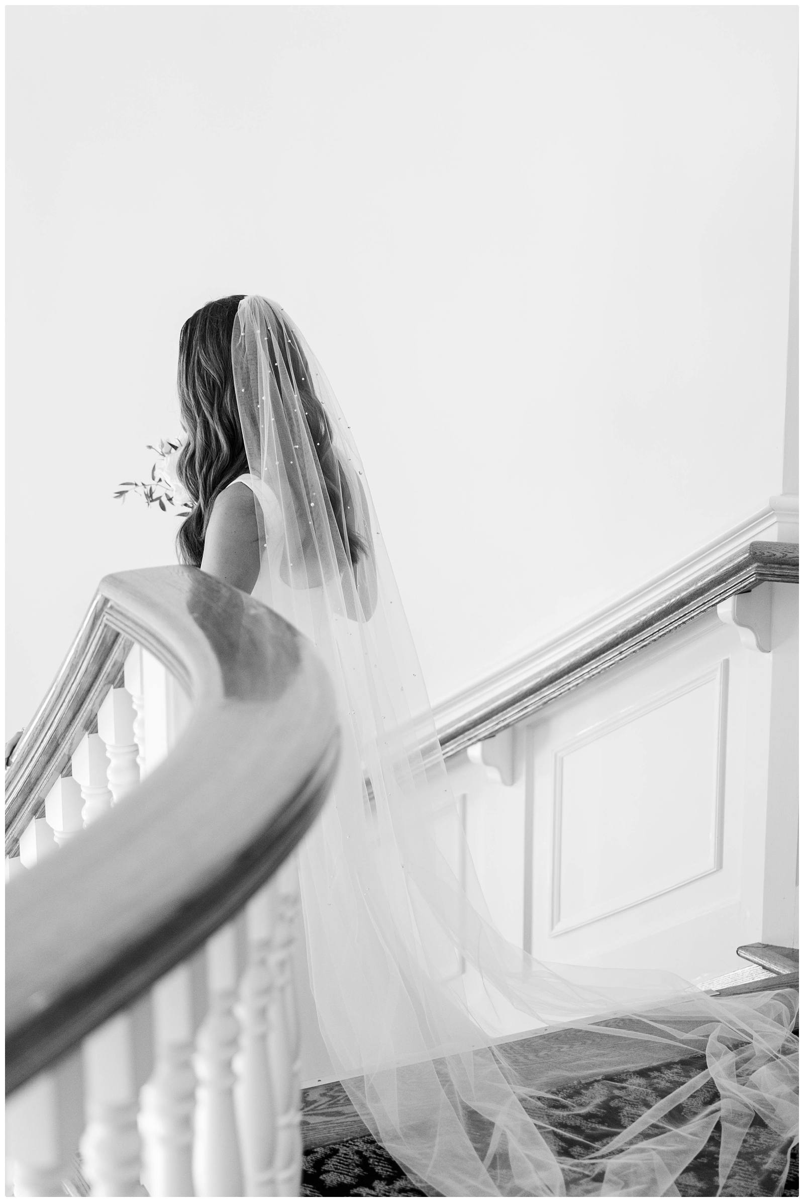 bride walking down stairs photo idea