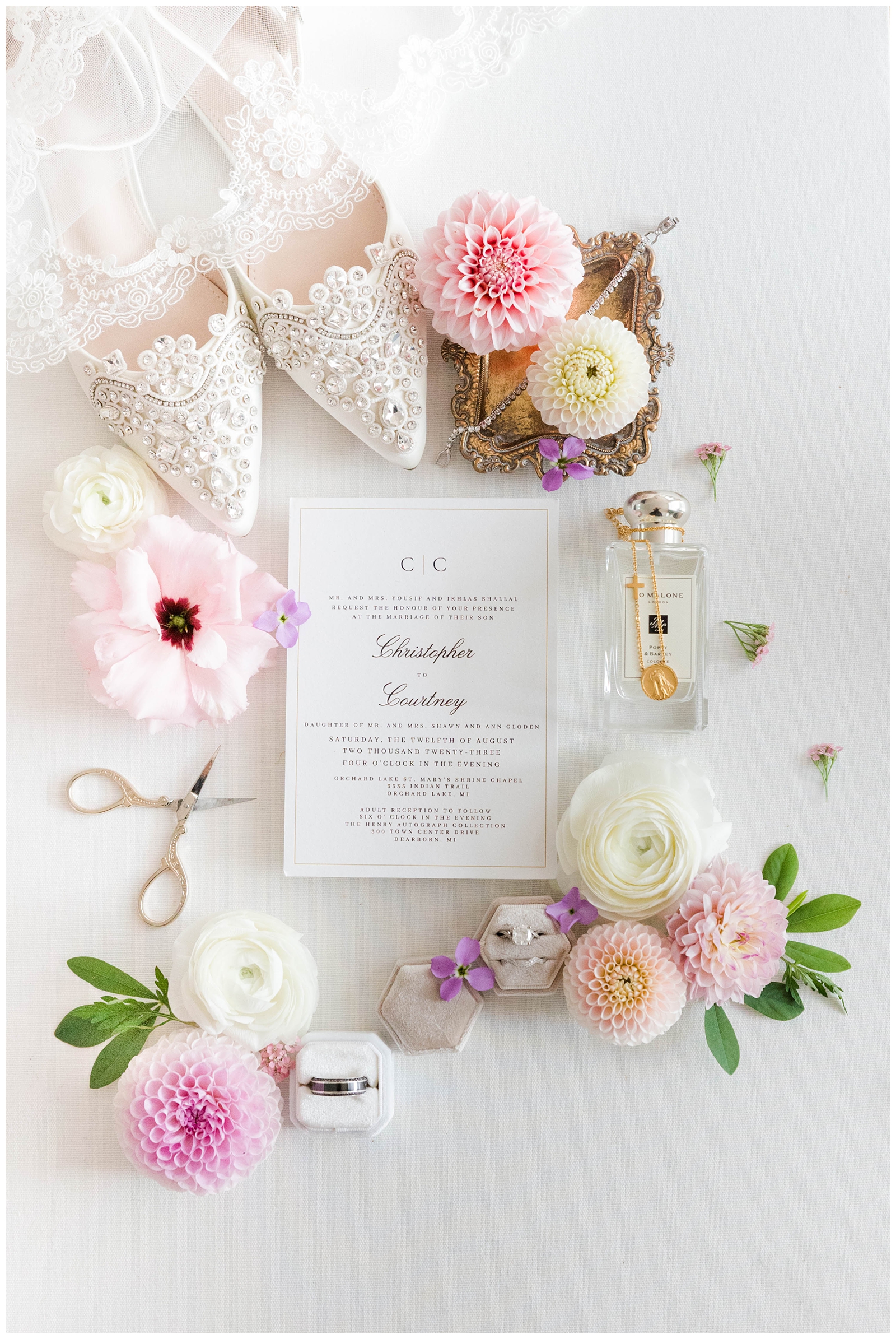wedding invitation flatlay photo inspiration
