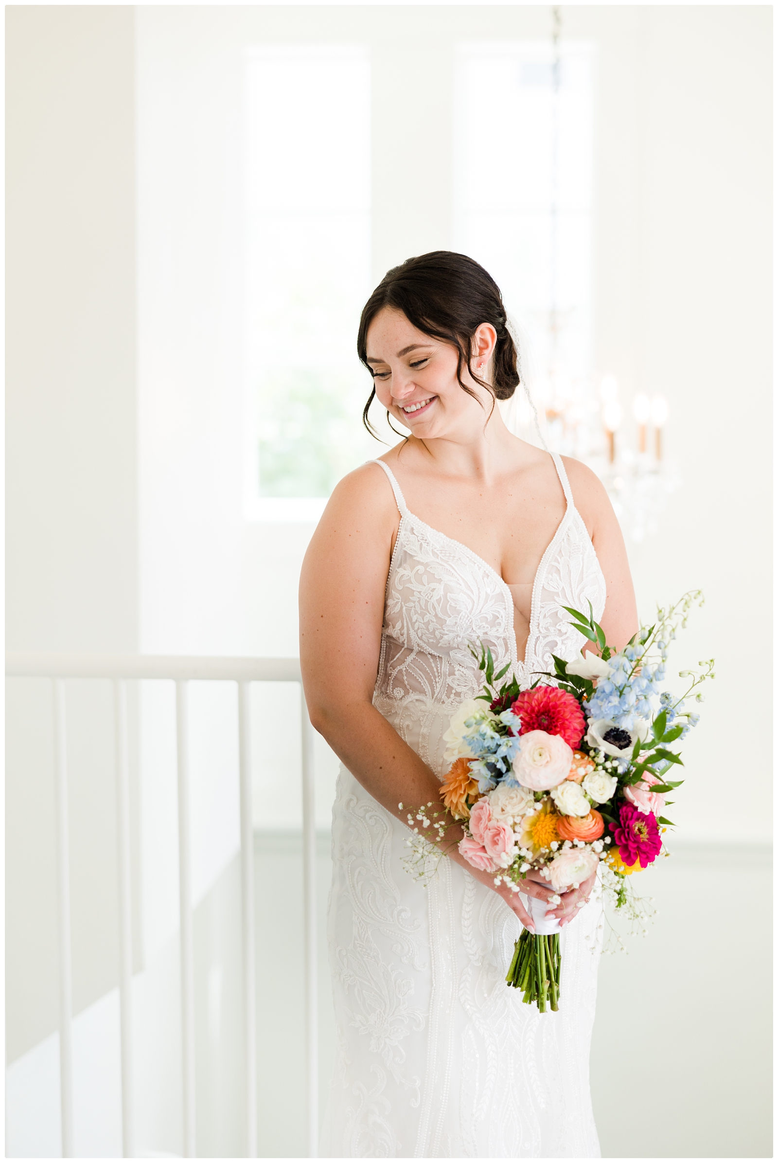 bridal portrait with colorful bouquet