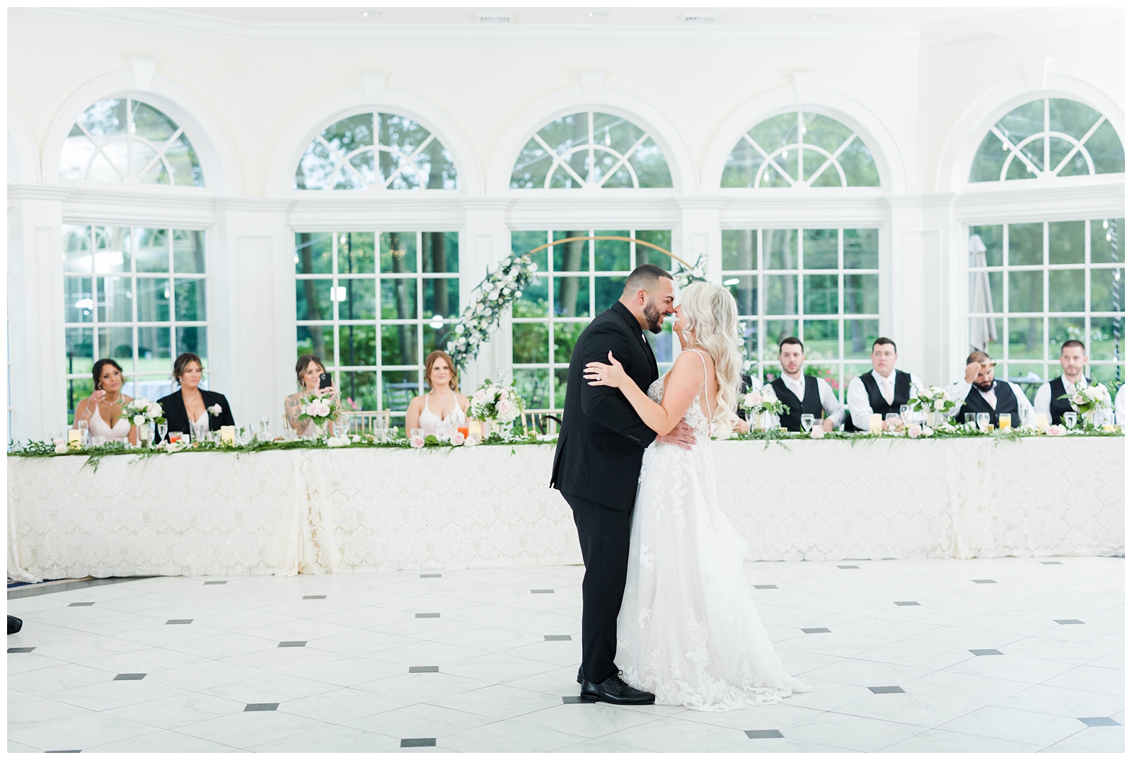 bride and groom sharing first dance at their Cherry Creek Golf Club wedding reception