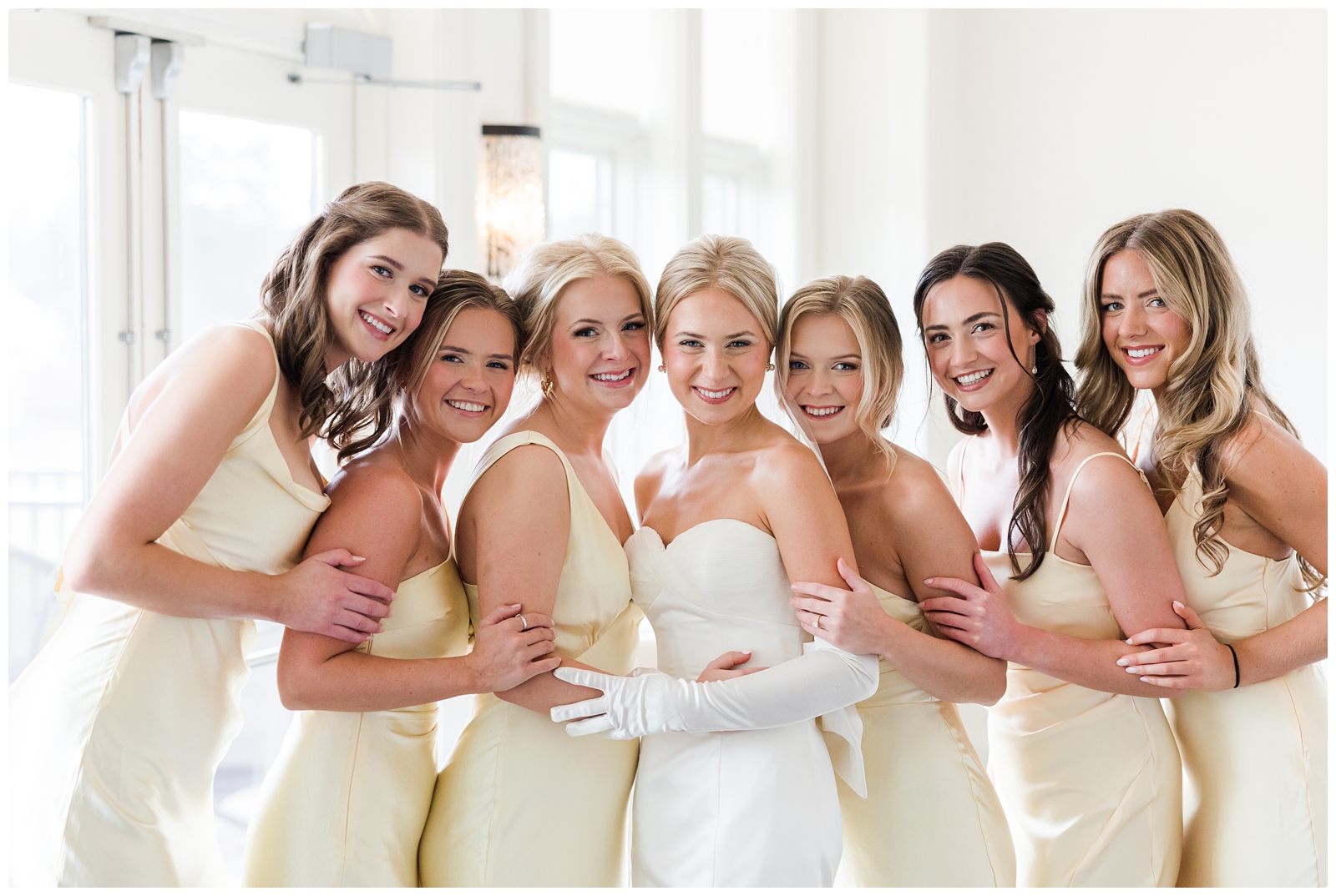 Midland MI wedding with bridesmaids wearing pale yellow dresses