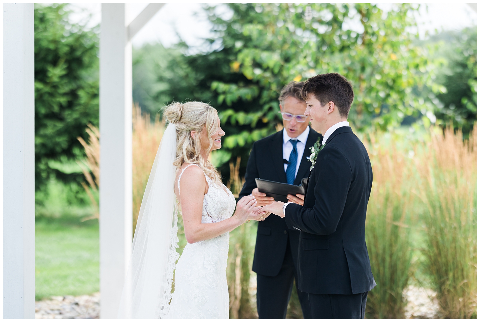 outdoor wedding ceremony at White Birch Wedding Barn